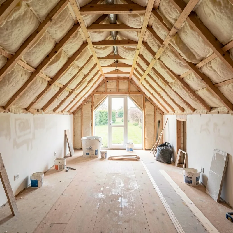 Combles aménagés isolés et transformés en pièce de vie