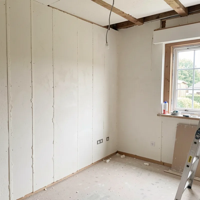 Mur intérieur isolé et fini dans une maison ancienne de Loire-Atlantique